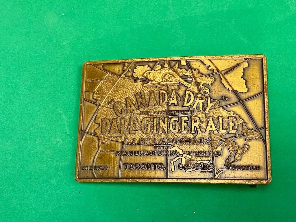 Vintage Canada Dry Pale Ginger Ale Beverage Advertisment Brass Tone Belt Buckle
