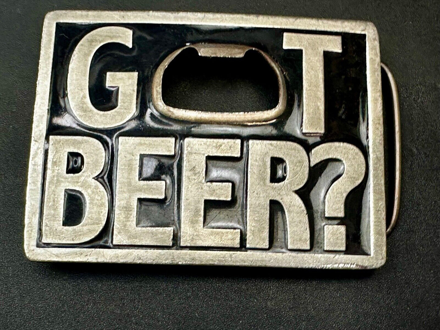 Vintage 1999 Bergamot "Got Beer?" Bottle Opener Belt Pewter Buckle Made in USA