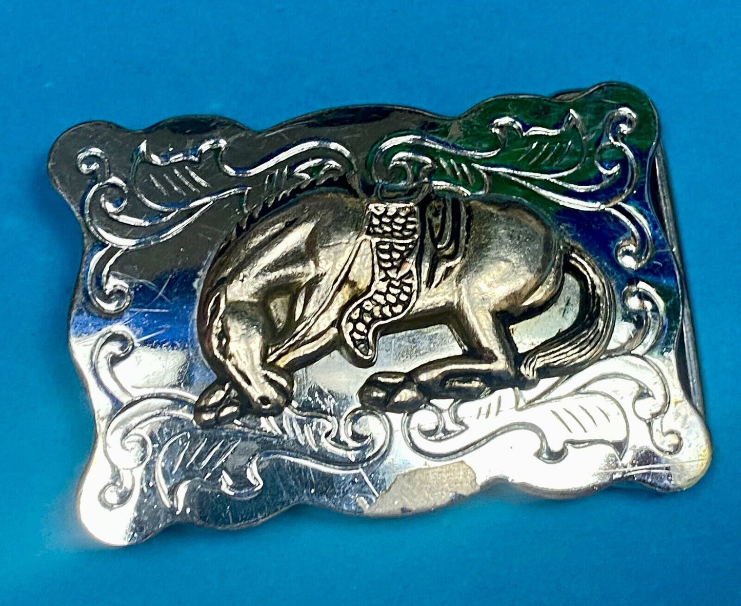 2.5" Wide Small End Of The Trail Horse In Saddle Western Belt Buckle