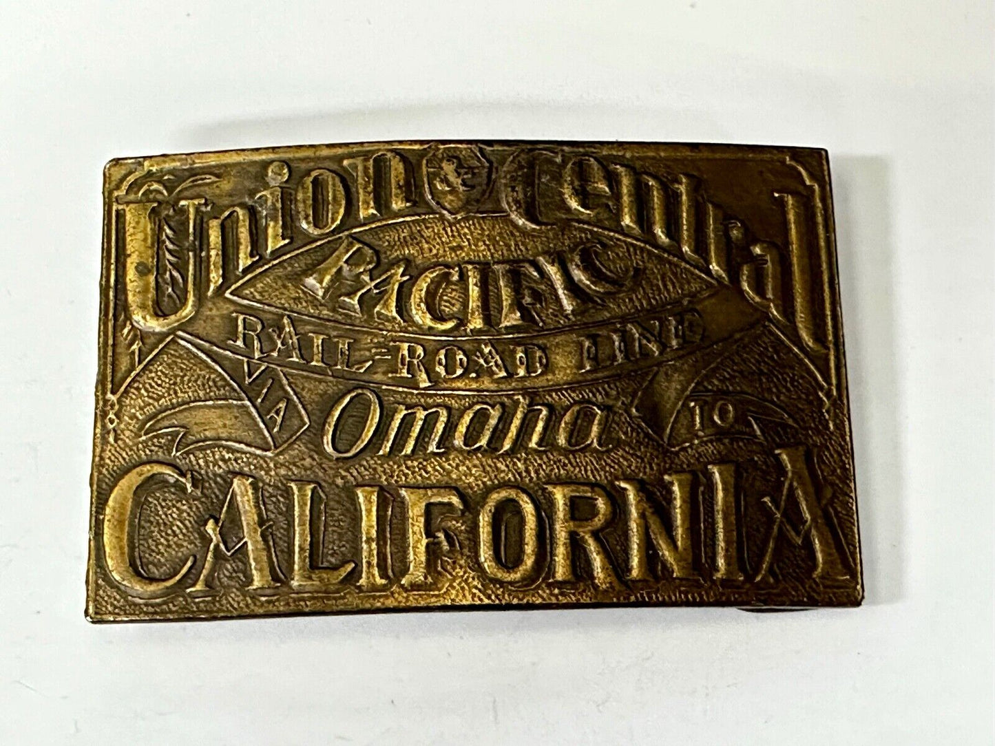 Union Central Pacific Railroad Line Omaha - California P-38 Bergamot Belt Buckle