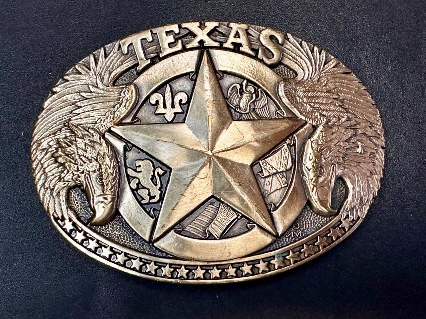 The Texas Lone Star Eagles Flag Solid Brass Award Design Medals Belt Buckle