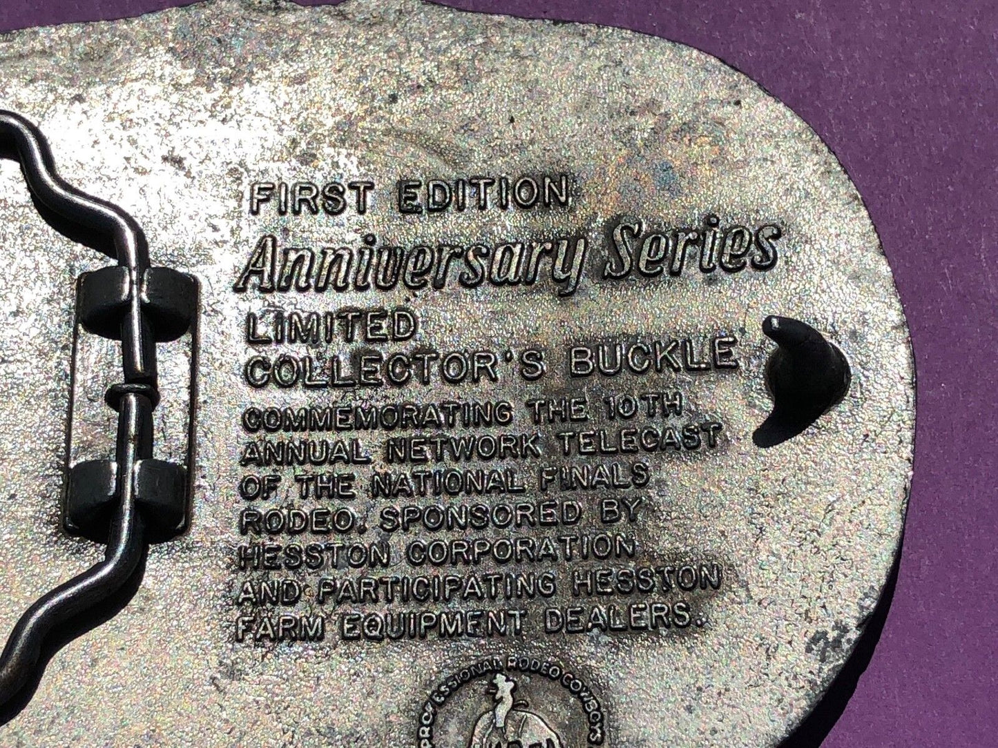 1983 25th Anniversary Series Hesston National Finals Rodeo Belt Buckle 3.5x3"