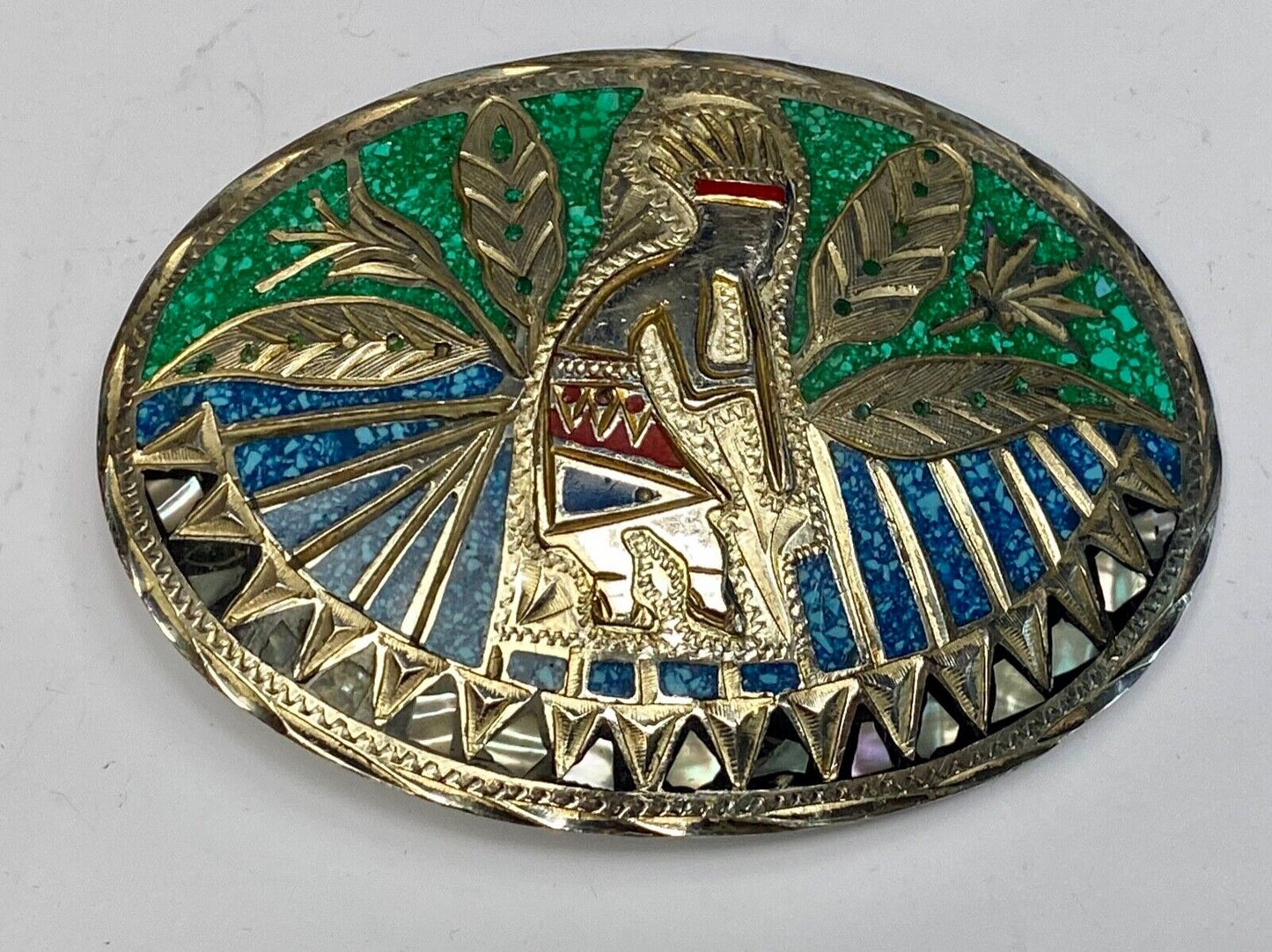 Beautiful Navajo? Tribal dancing man belt buckle - see hallmark!