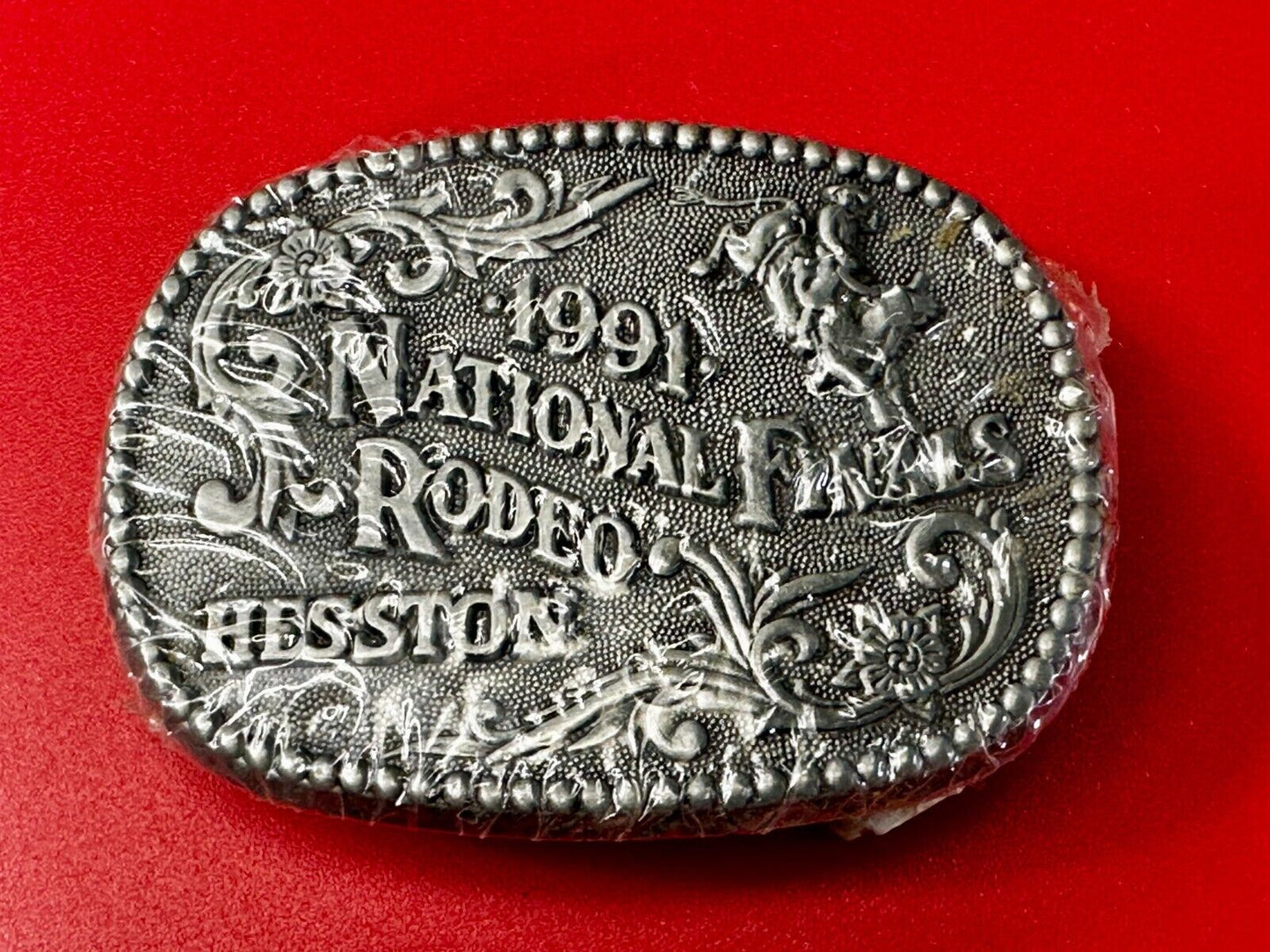 1991 Hesston National Finals Rodeo NFR Cowboys Youth Size NOS Belt Buckle