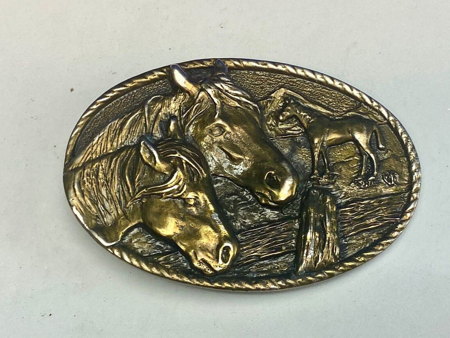 Tribute to the Horse - head, bust profile in western commemorative belt buckle