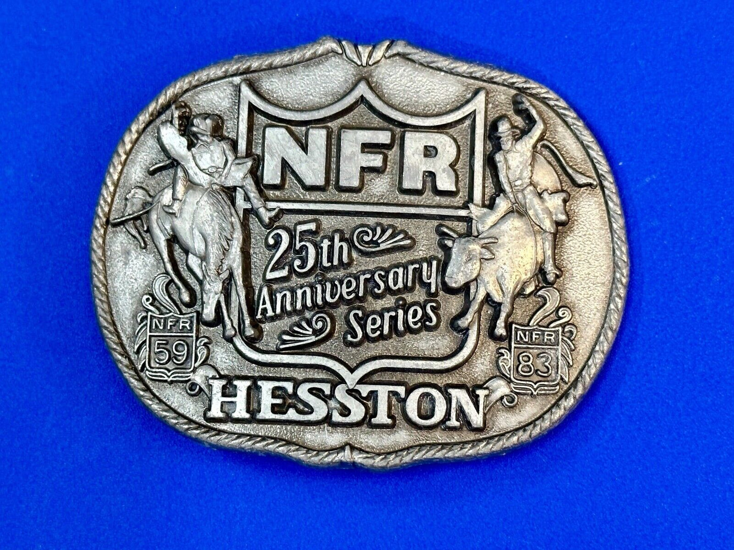 1983 HESSTON Belt Buckle NFR 25th Anniversary First Edition Limited Rodeo