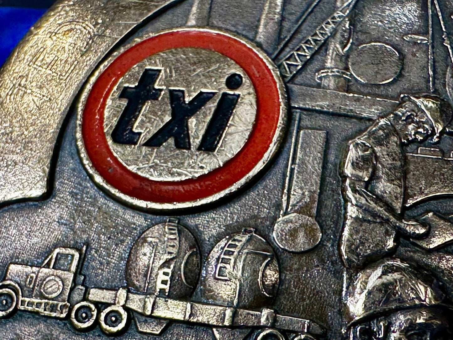 TXI Oil Rig Drilling Construction Company Vintage Belt Buckle by Jostens