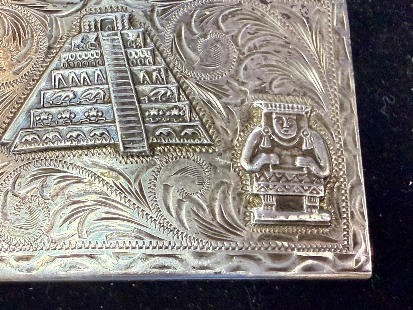 Aztec Mayan Pyramid 925 Silver Belt Buckle Artesani Plata De Jalisco Mexico