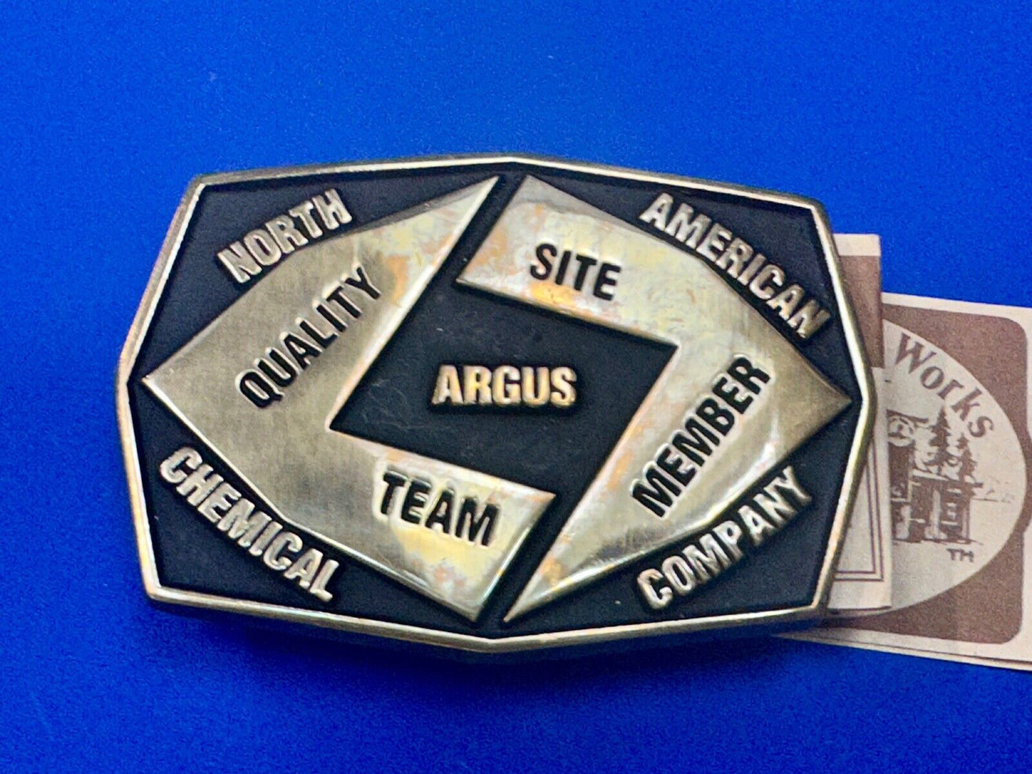 Aegius North American Chemical Company team member brass Anacortes belt buckle