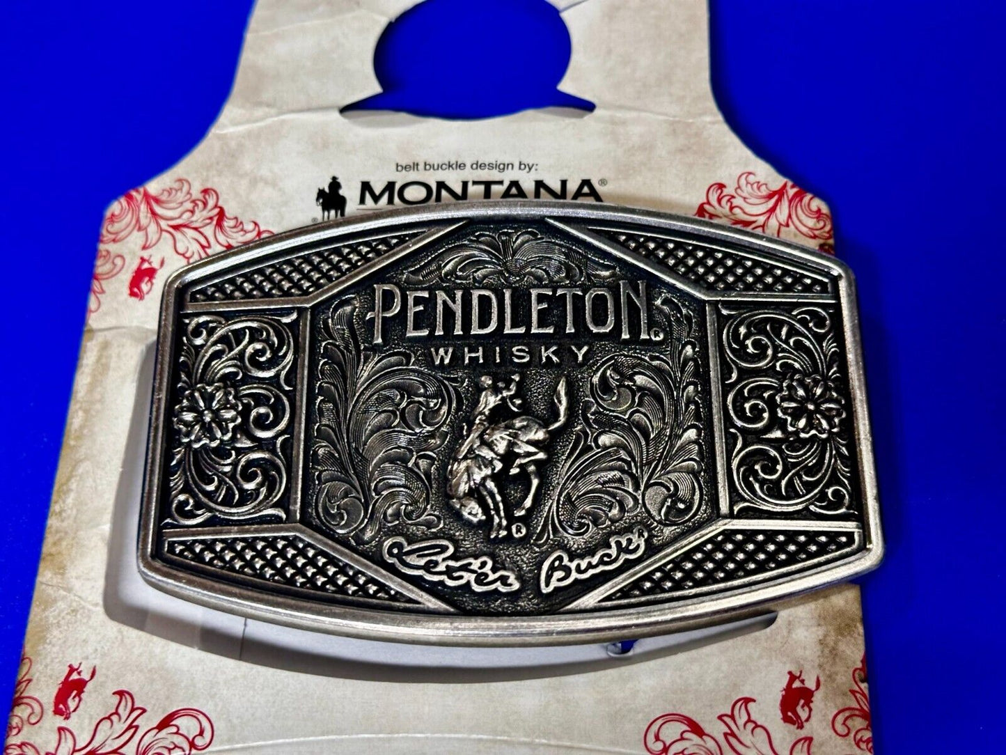 2022 Pendleton Whisky Let'er Buck Montana Silversmith Rodeo NOS Belt Buckle