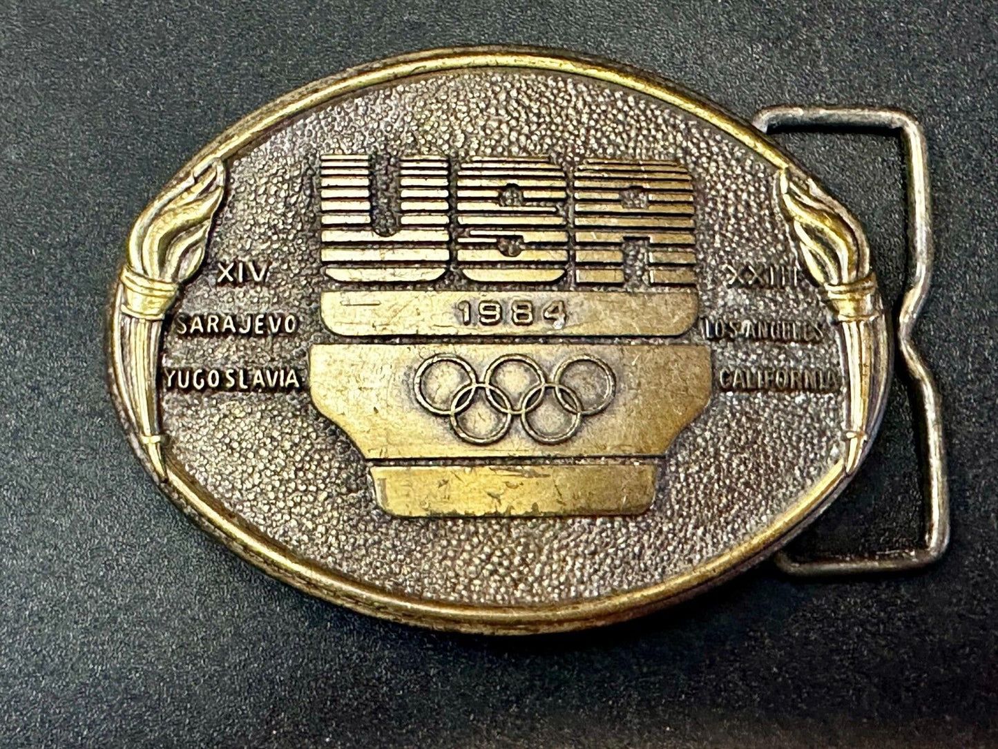 1984 USA Olympics Los Angeles California Vintage Commemorative Belt Buckle