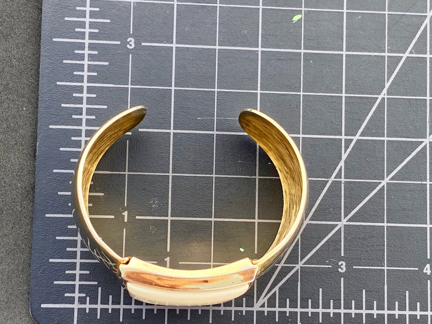 Vintage Avon Cream Lucite Gold Tone Cuff Bracelet Mod