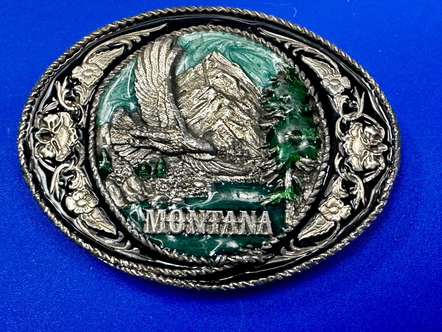 The Great State of Montana Vintage W-5 Siskiyou Eagle Mountain Belt Buckle