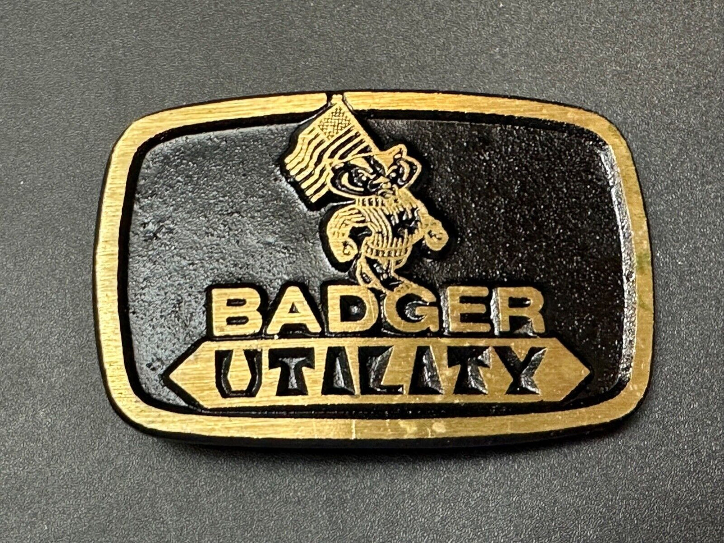 Vintage Badger Utility Wisconsin Power Company Brass Dynabuckle belt buckle