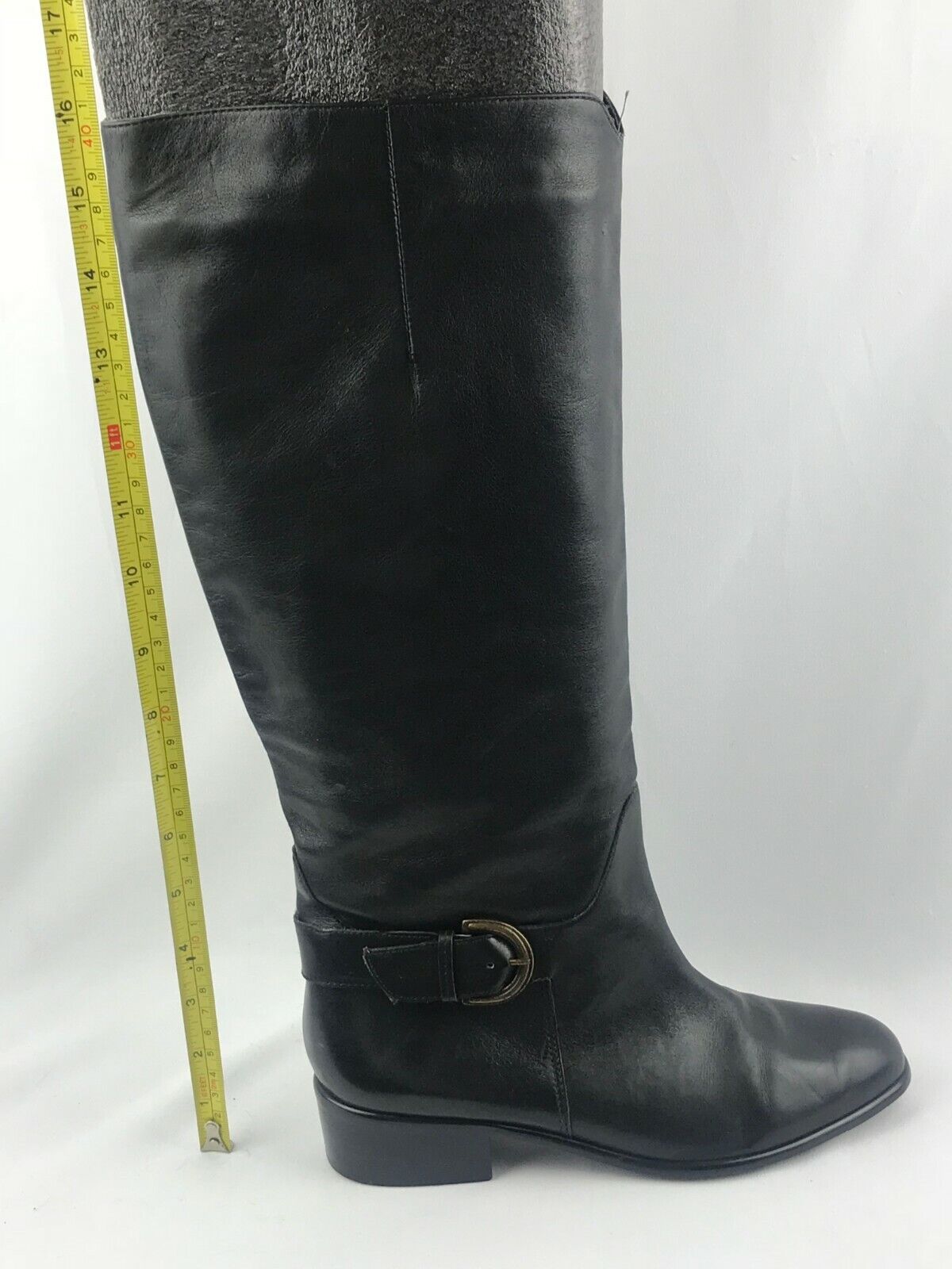 BANDOLINO Black Leather Tall Riding Boot w/ Buckle 5.5