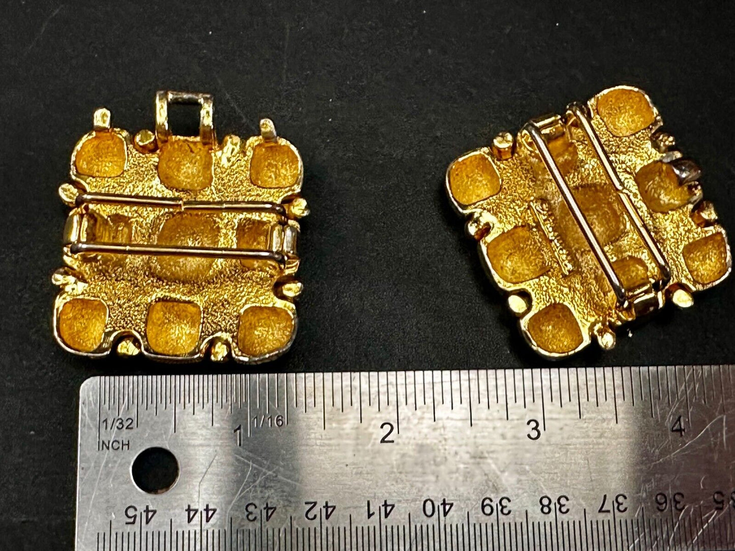 Tic Tax Toe Square Two Piece Interlocking Gold Tone Vintage Paquette Belt Buckle