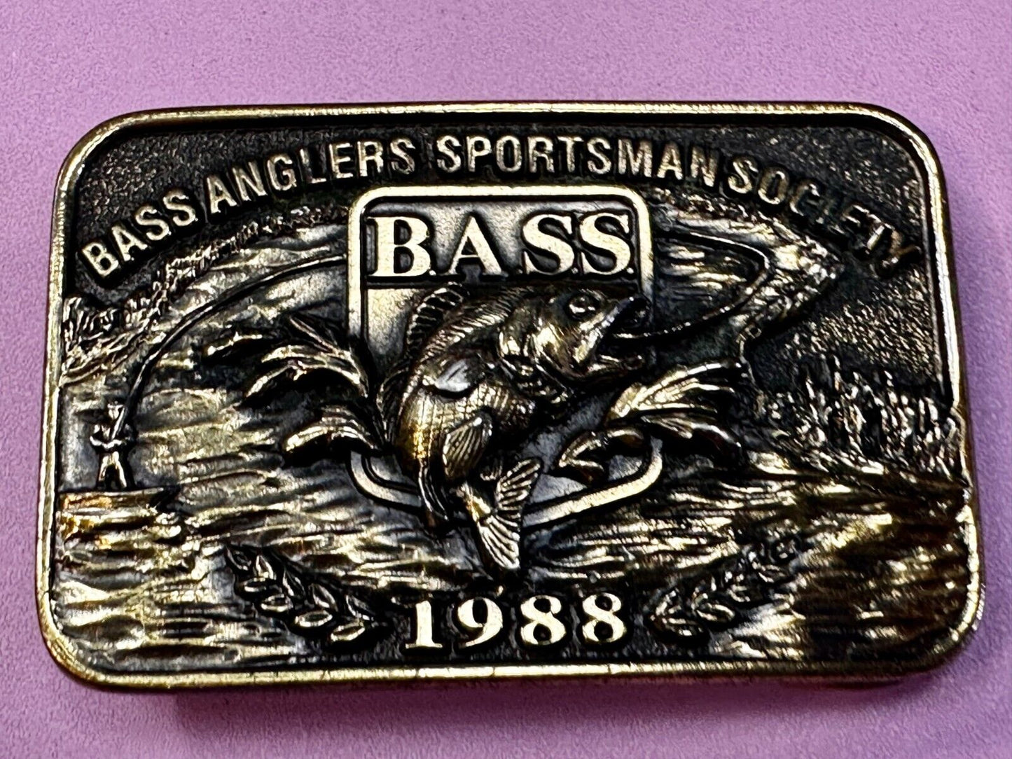 1988 Bass Anglers Sportsman Society Club Great American Belt Buckle