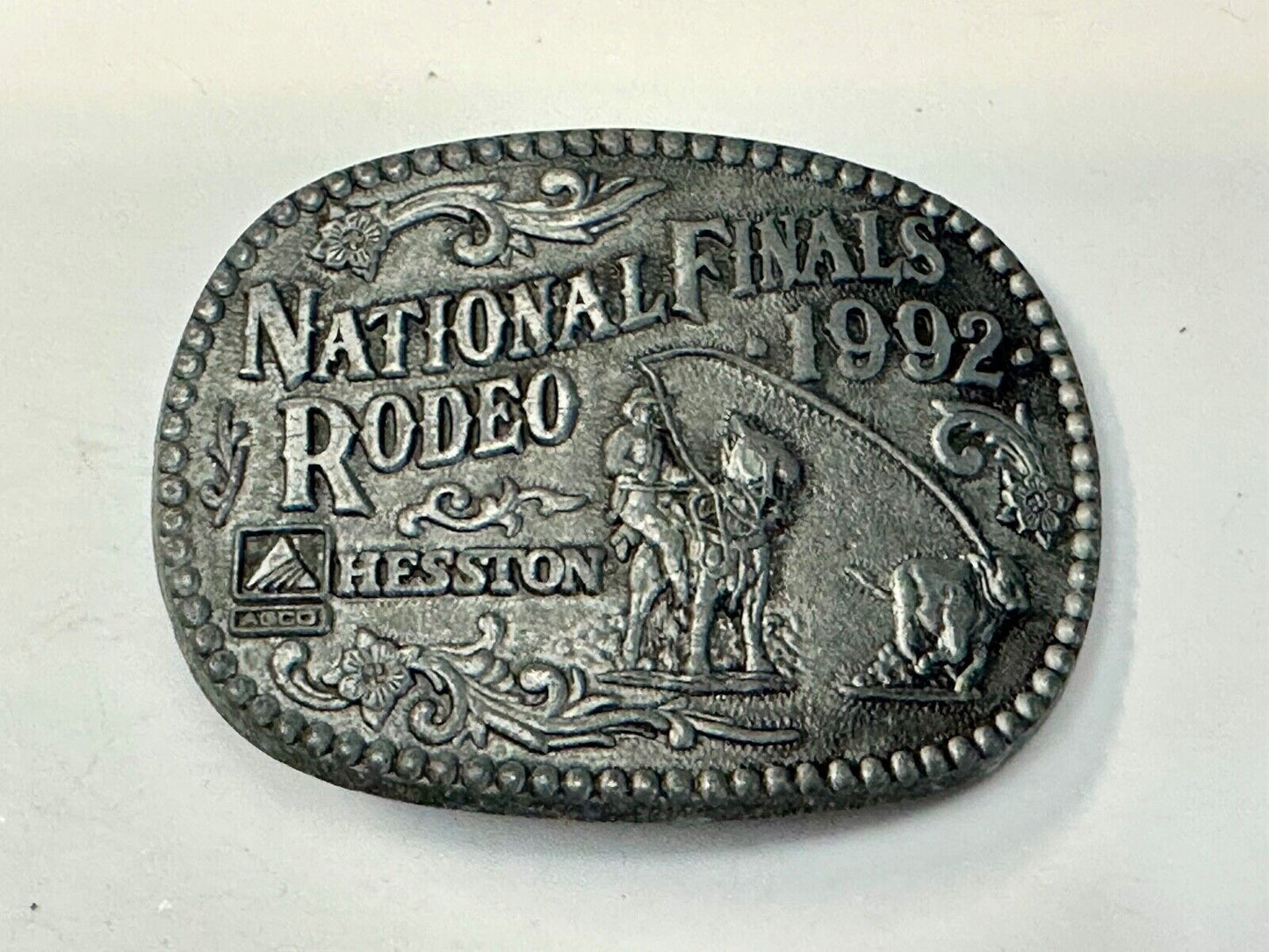 1992 Hesston National Finals Rodeo NFR Youth Size Award Design Medal Belt Buckle