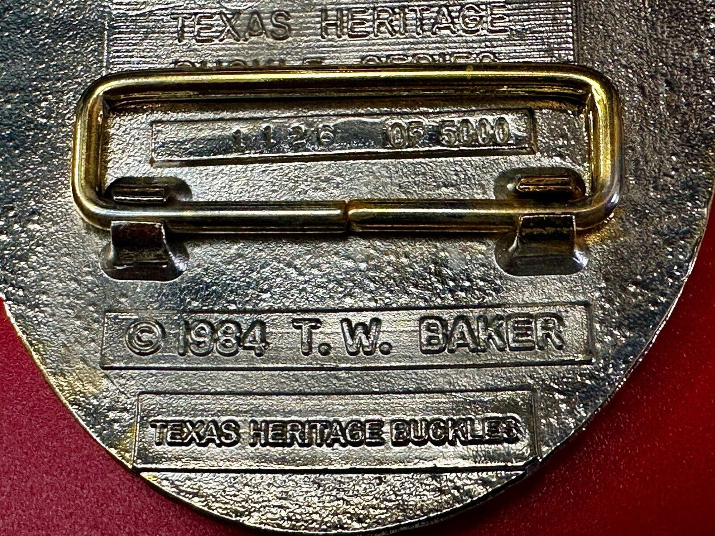 TEXAS SESQUICENTENNIAL ALAMO SAN JACINTO CAPITAL 1836-1986 TW Baker Belt Buckle