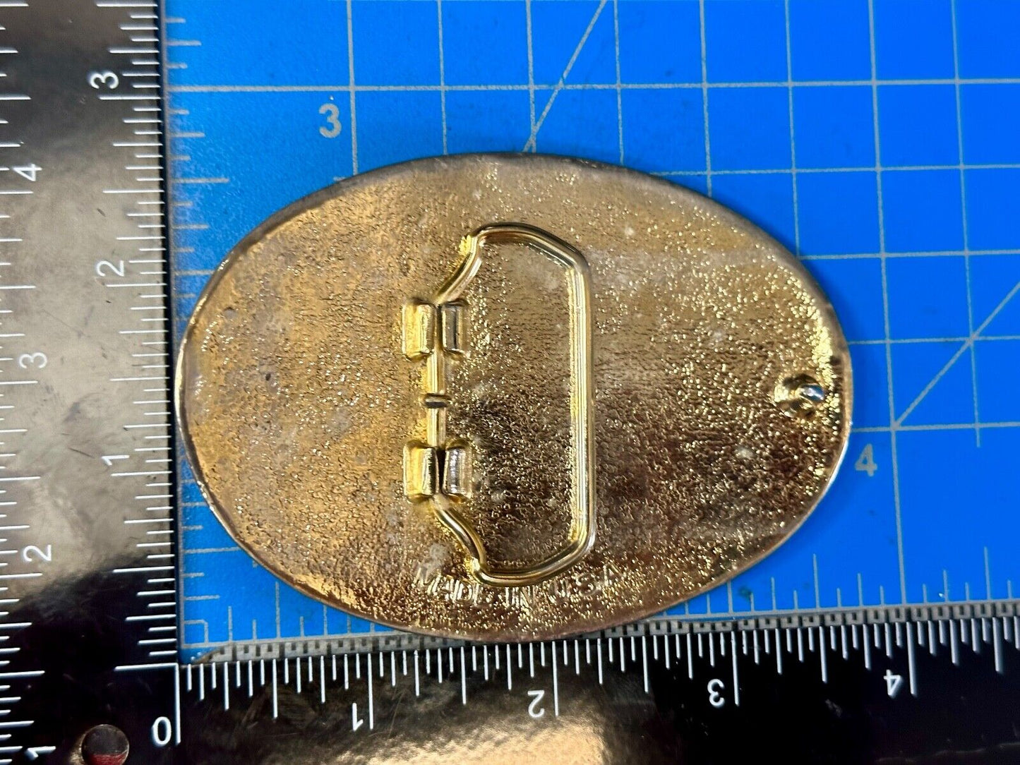 The Great State of Texas Star & Flag gold & black color USA made belt buckle
