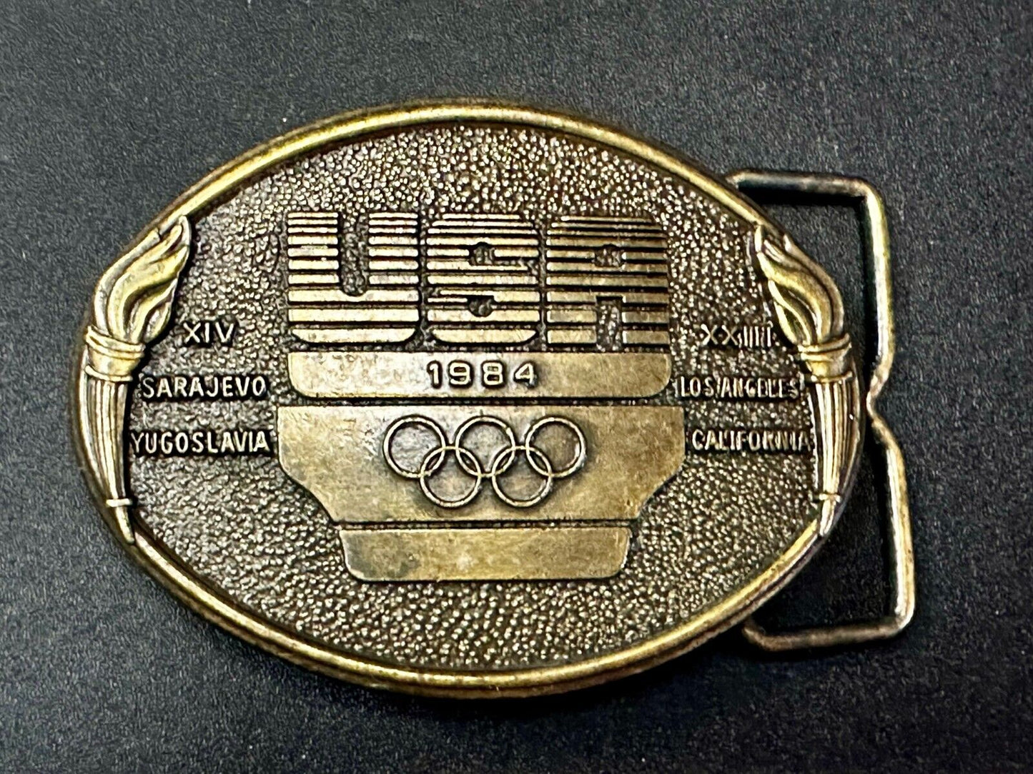 1984 USA Olympics Los Angeles California Vintage Commemorative Belt Buckle
