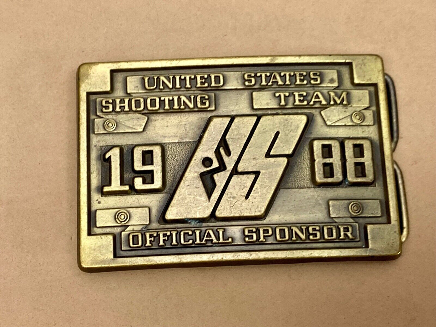 1988 Us Shooting Team Belt Buckle Official Sponsor