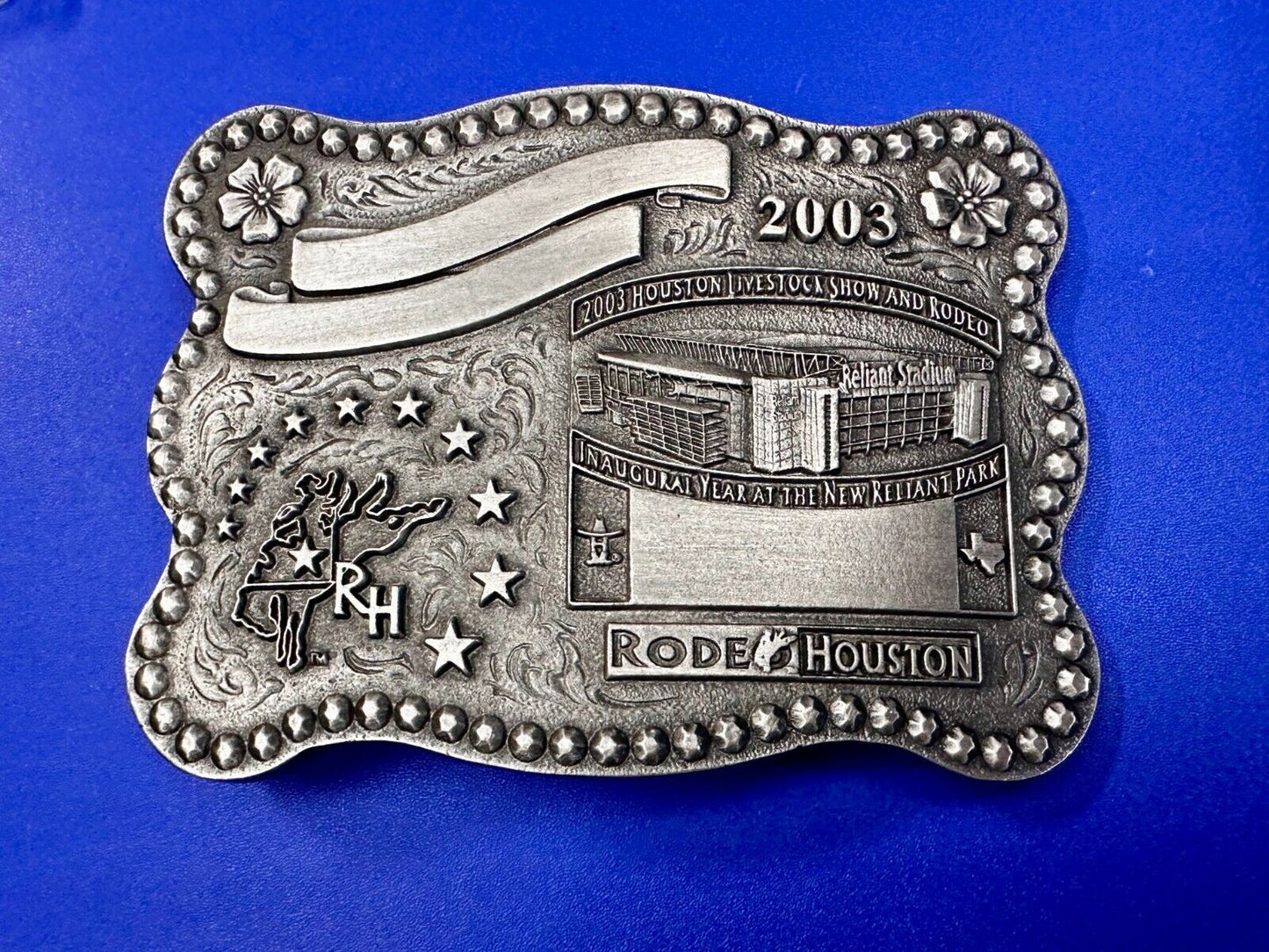 2003 Houston Livestock Show and Rodeo Inaugural Award Trophy Cowboy Belt Buckle