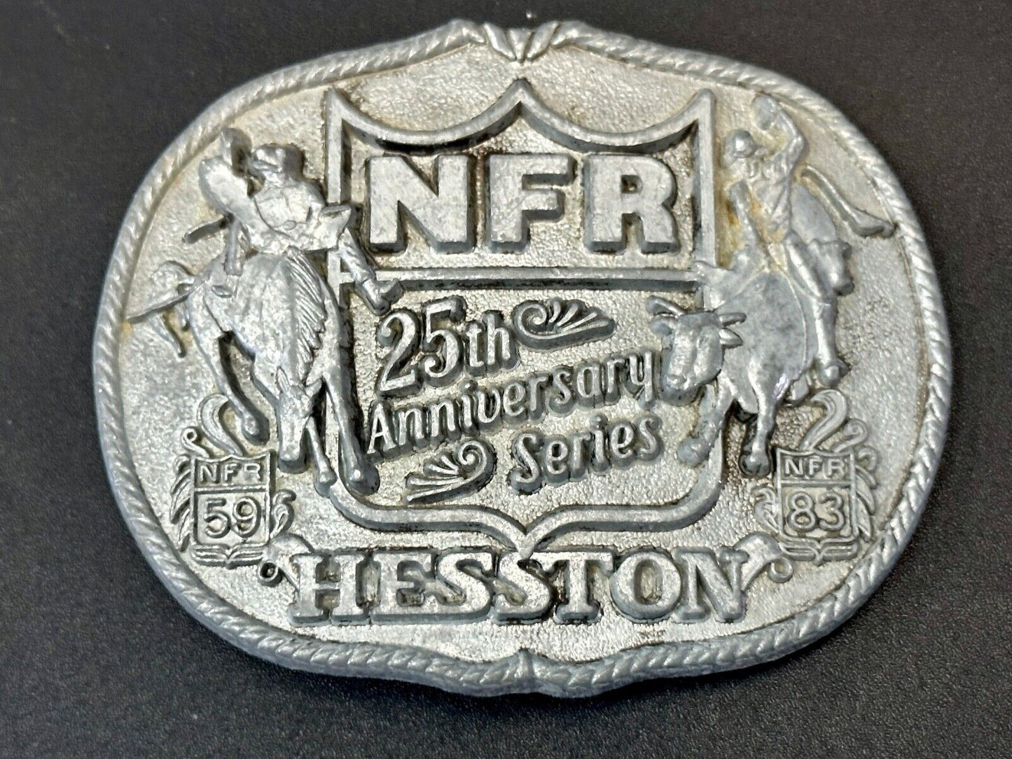 1983 Hesston National Finals Rodeo 25th Anniversary Adult Collectors Belt Buckle