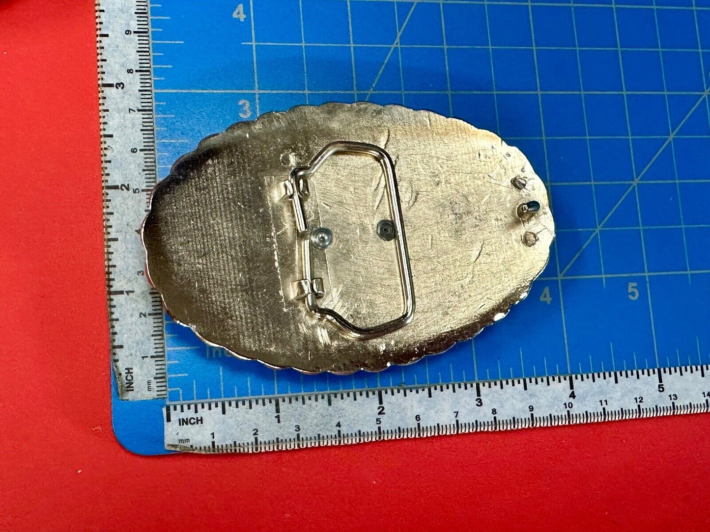 Unique! Cowboy boot and Fence Log - ornate western oval belt buckle