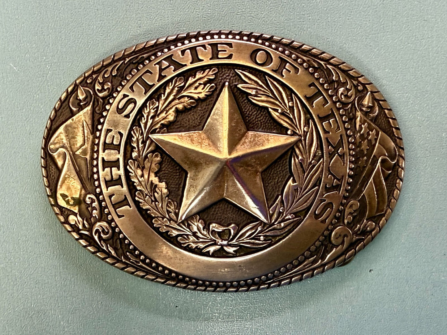Texas Lone Star State Vintage Statehood Series Solid Brass Tony Lama Belt Buckle