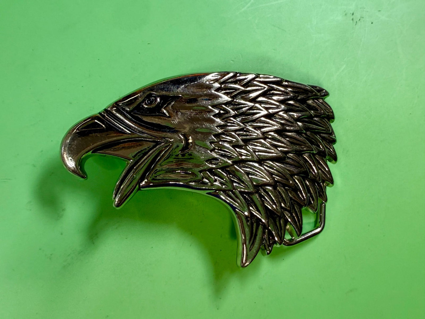 Attacking Eagle Head Figural Cutout Silver Color Western Belt Buckle