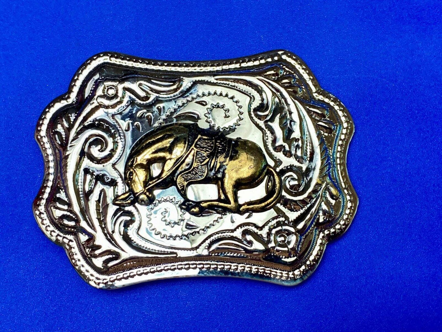 Vintage Horse End of the Trail two tone western belt buckle