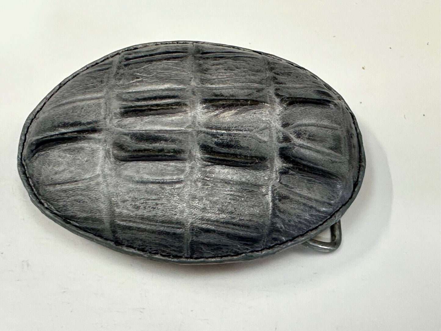 Black Crocodile Tail Skin Design Large Artisan Leather Belt Buckle