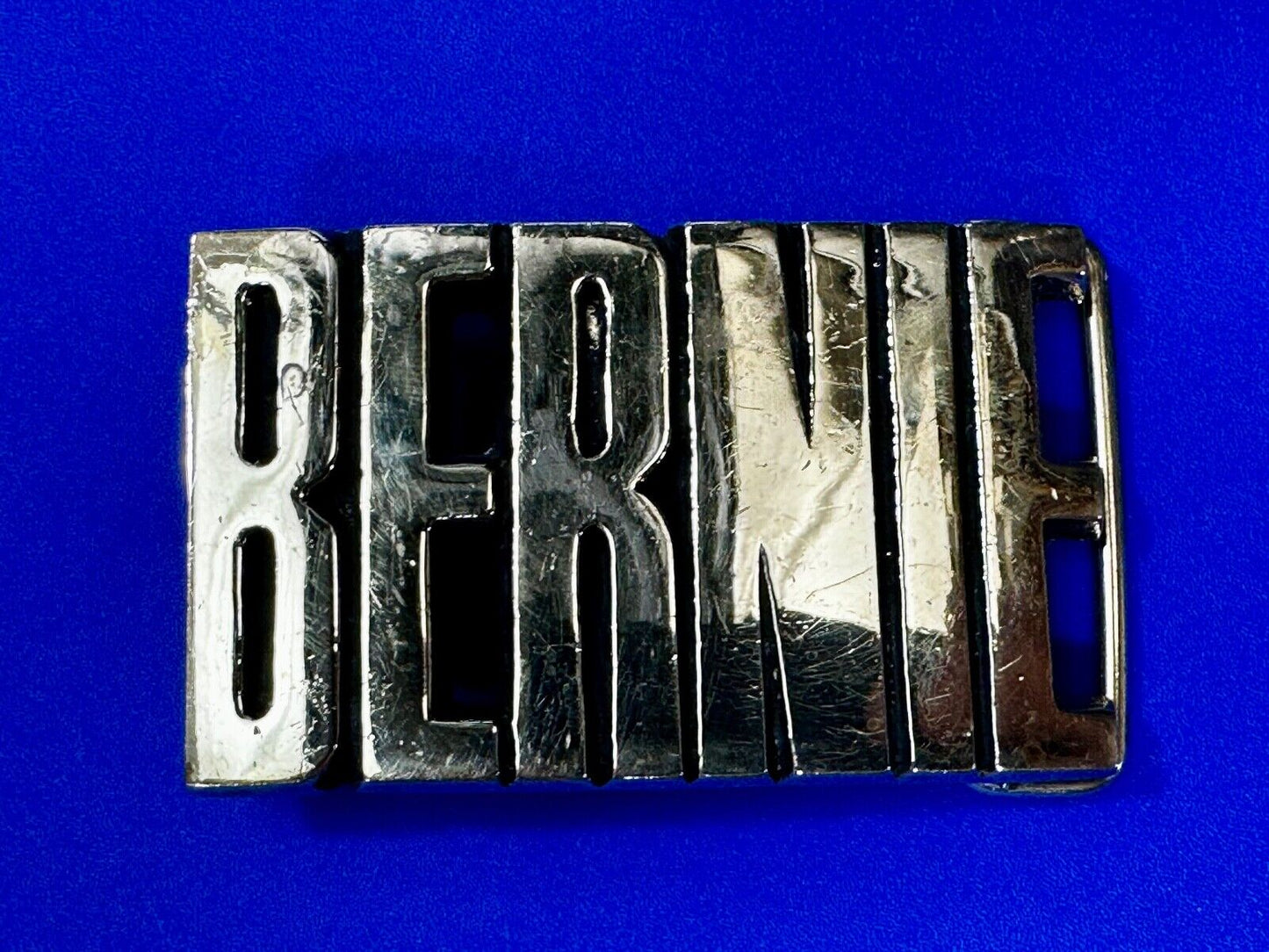 Bernie - Custom Block Letter Cutout Name Solid Brass Belt Buckle by Baron