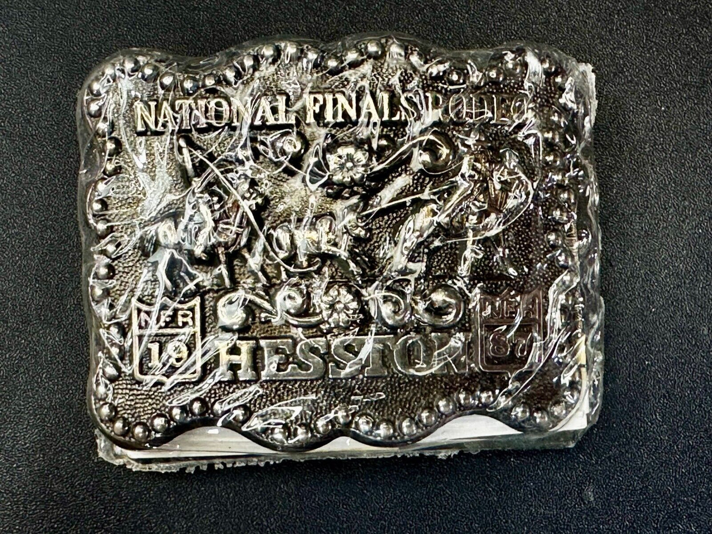 1987 Hesston National Finals Rodeo NFR Rodeo Cowboys NOS Western Belt Buckle