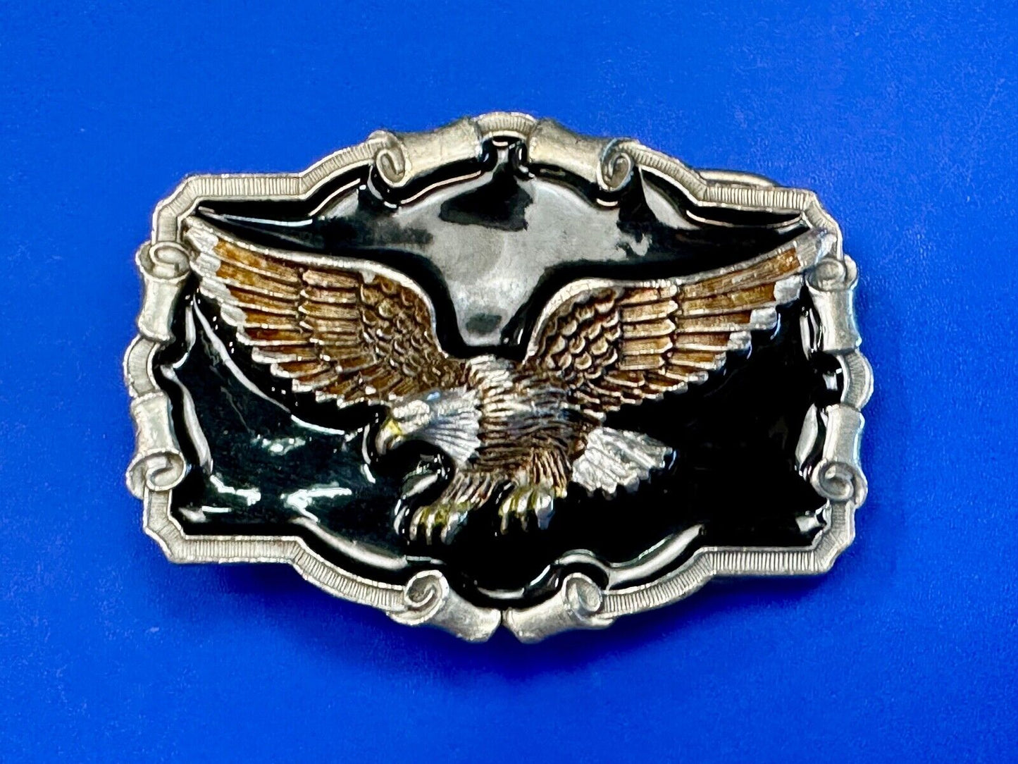 Vintage Majestic Eagle western framed on black background belt buckle