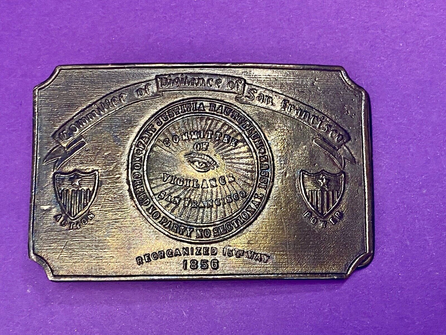 VINTAGE 70s COMMITTEE OF VIGILANCE, SAN FRANCISCO CA BELT BUCKLE WY Studio Art