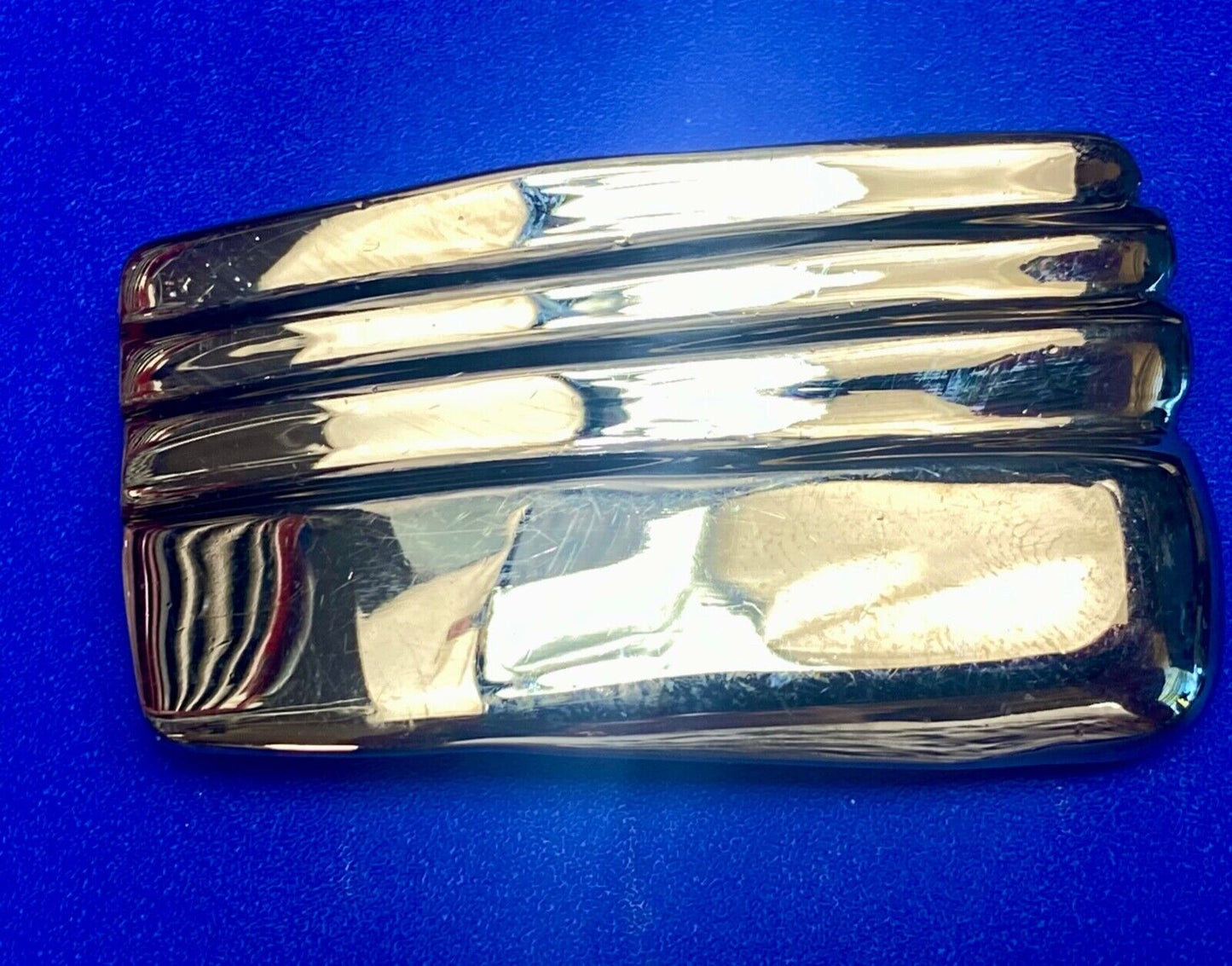 1982 Kathy young signed solid brass chrome color abstract art belt buckle