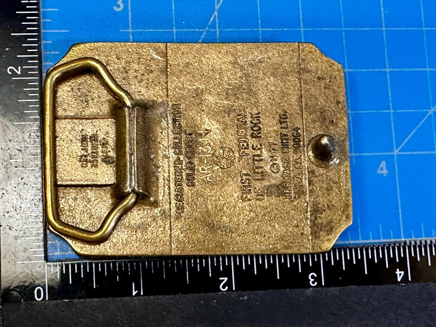 ARKANSAS RAZORBACK Solid Brass Vintage 1977 Belt Buckle Heritage Mint LTD