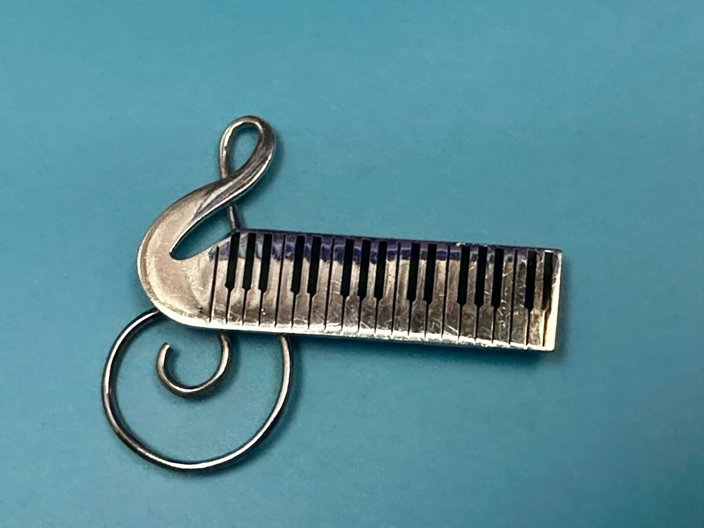 Treble Clef Piano Music Keyboard Musician Vtg. Brooch Pin Sterling 925 Mexico