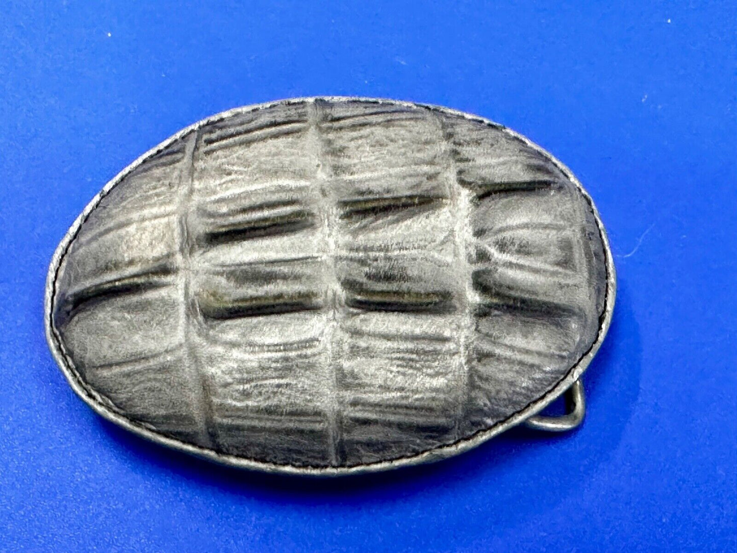 Black Crocodile Tail Skin Design Large Artisan Leather Belt Buckle