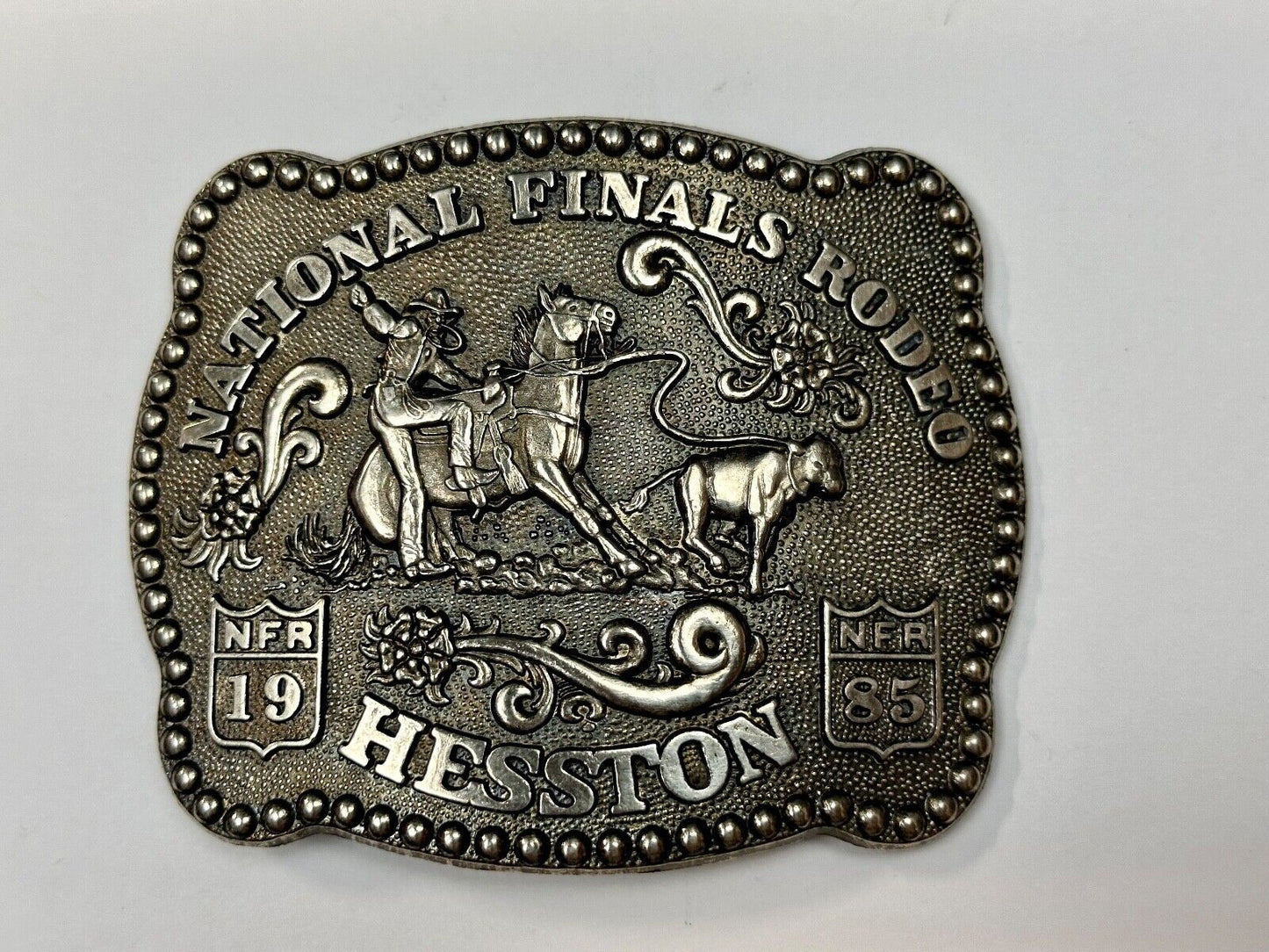 1985 NFR National Finals Rodeo Adult Size belt buckle by Fred Fellows