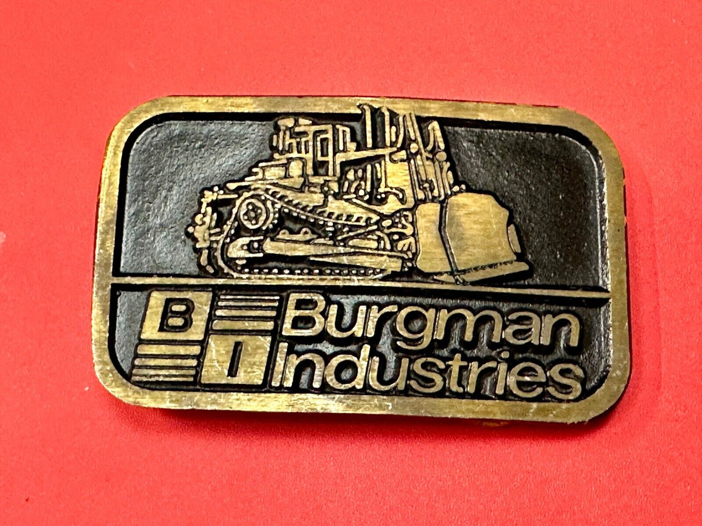 Vintage Burgman Industries Company Advertising brass Dynabuckle belt buckle