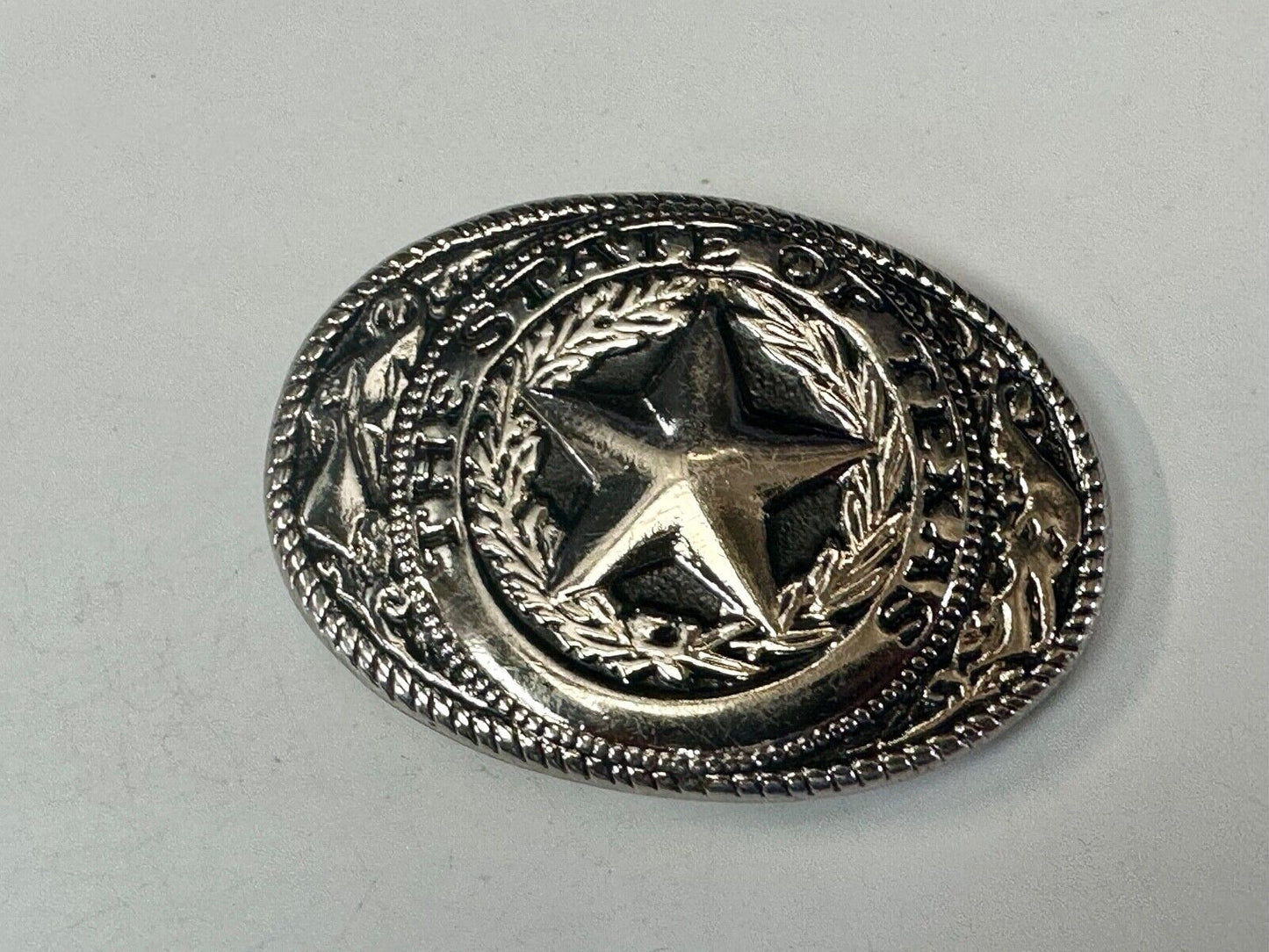 Texas Star & Flag - State Series vintage small gold tone belt buckle