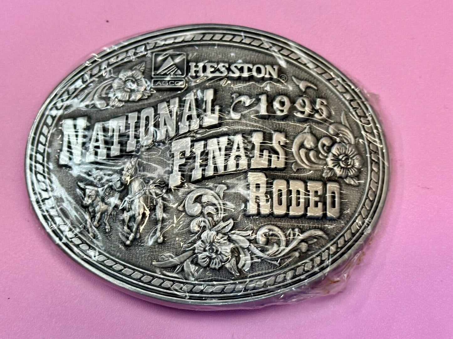 1995 Hesston National Finals Rodeo NFR Collector Award Design Medals Belt Buckle