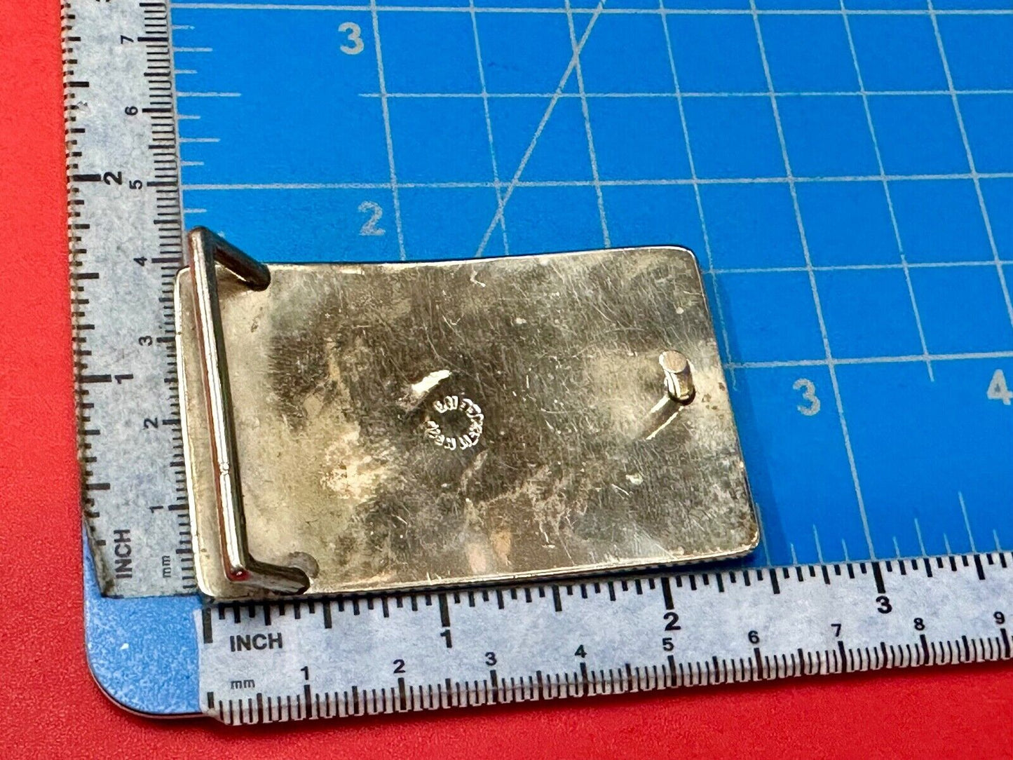 Aztec Mayan Temple Pyramid Figures Vintage Inlay belt buckle made in Mexico