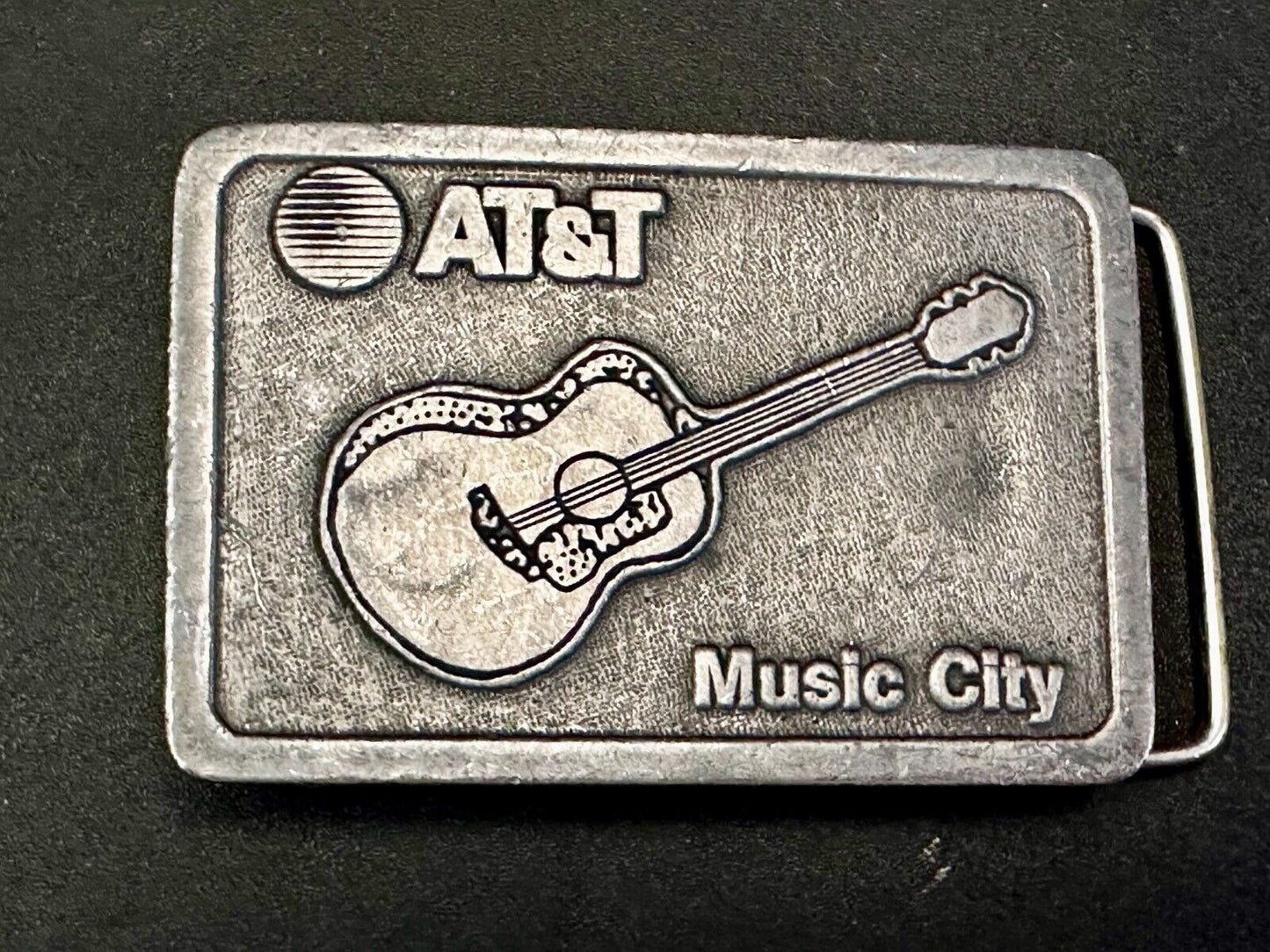 AT&T Nashville Music City Communications Acoustic Guitar Pickers Belt Buckle