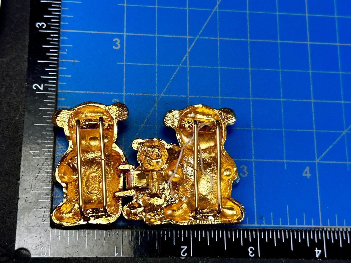 Bear Family Two Piece Interlocking Gold Tone Vintage Belt Buckle by Dotty Smith
