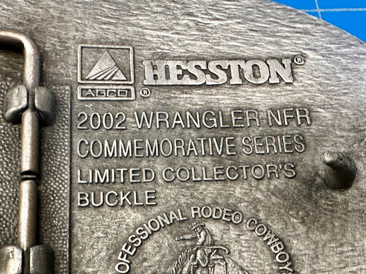 2002 Hesston NFR National Finals Rodeo Wrangler Montana Silversmiths Belt Buckle
