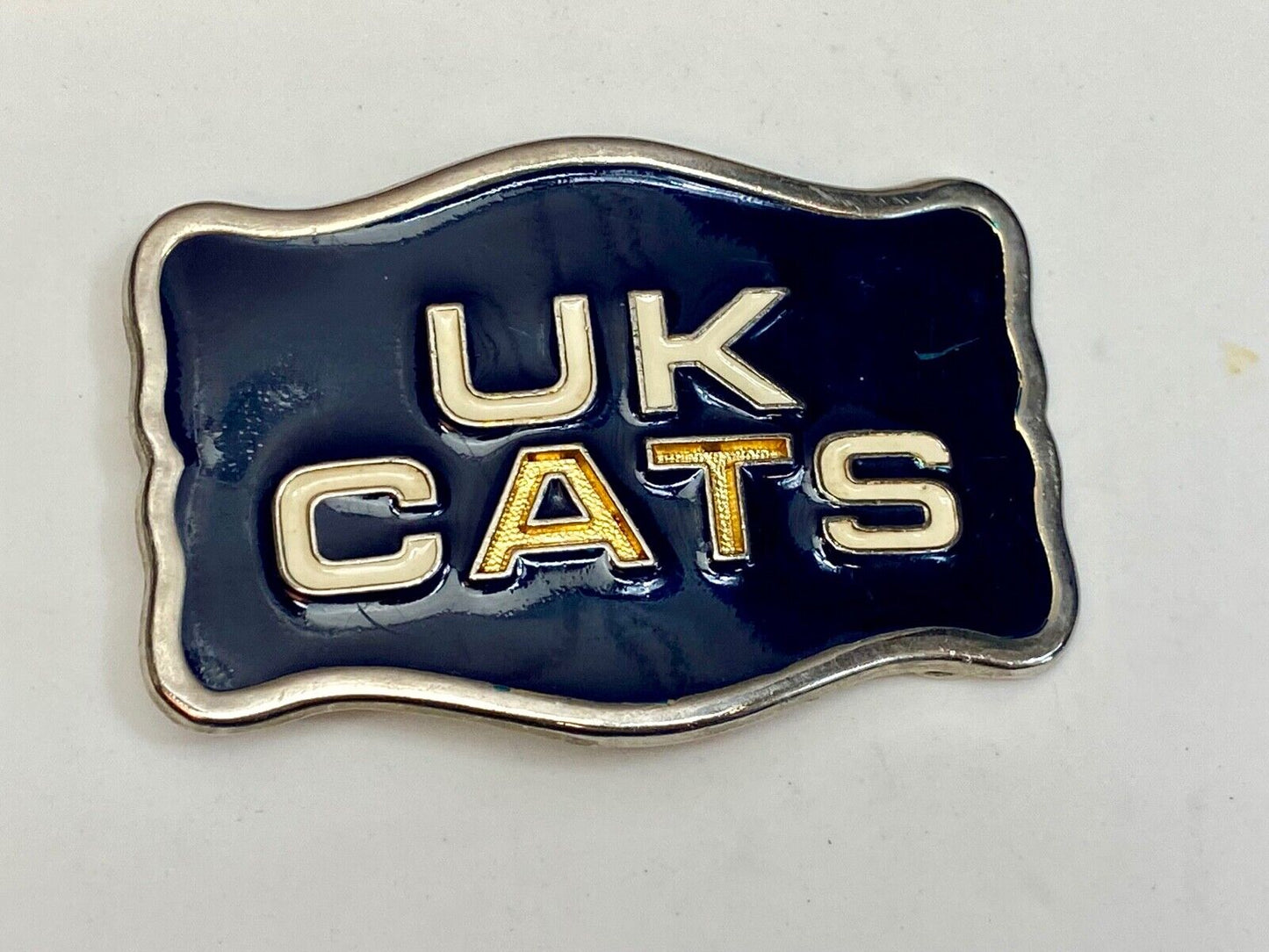 Vintage Black And Gold Tone Uk Cats Western Framed Belt Buckle